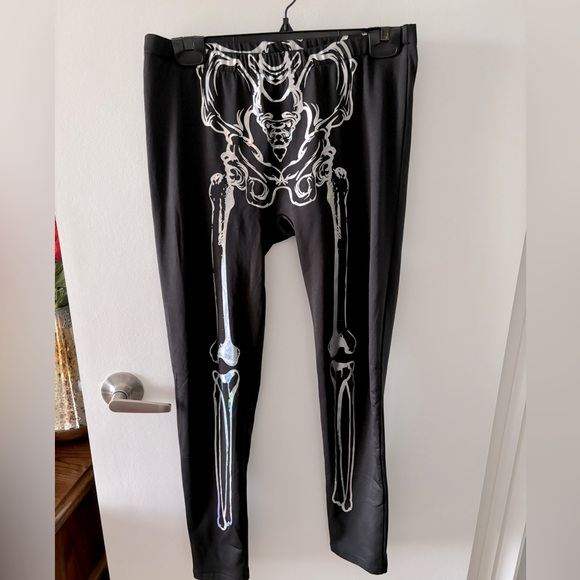 Women’s Iridescent Double Sided Skeleton Leggings - Picture 3 of 6